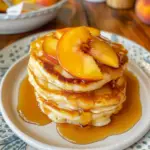 Amazing Fluffy Peach Pancakes with Syrup for Breakfast Bliss