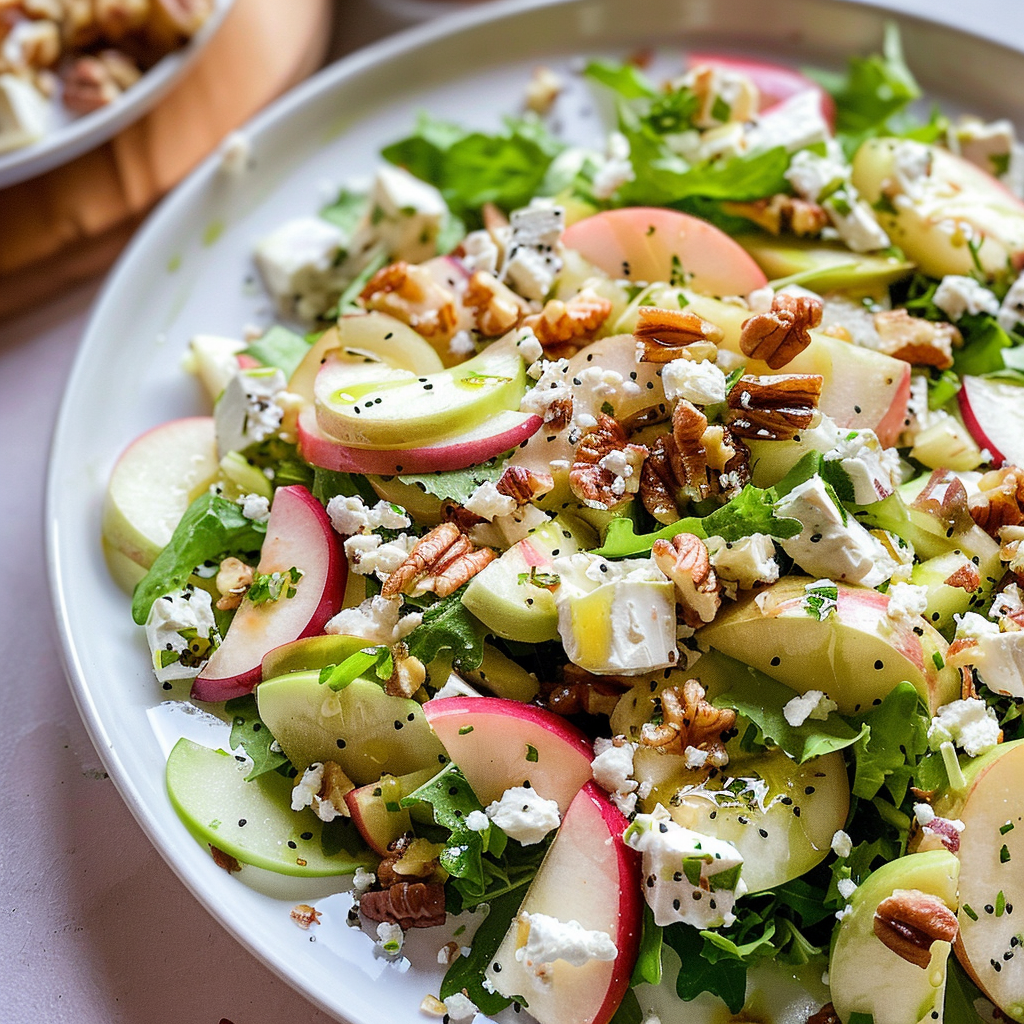 Fresh Apple Salad with Walnuts and Feta