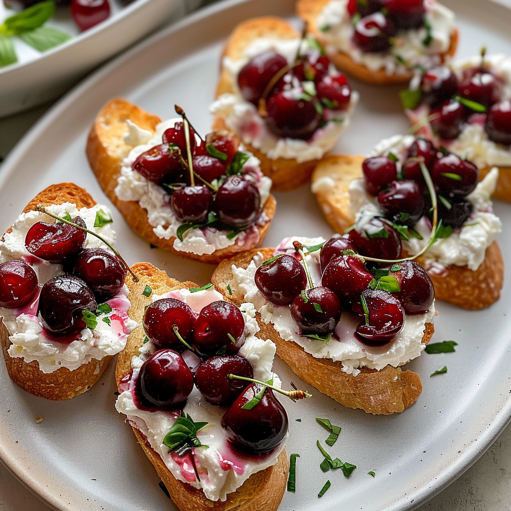 Incredible Fresh Cherry and Goat Cheese Crostini Recipe