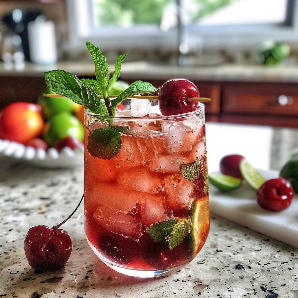 Fresh cherry mojito mocktail recipe