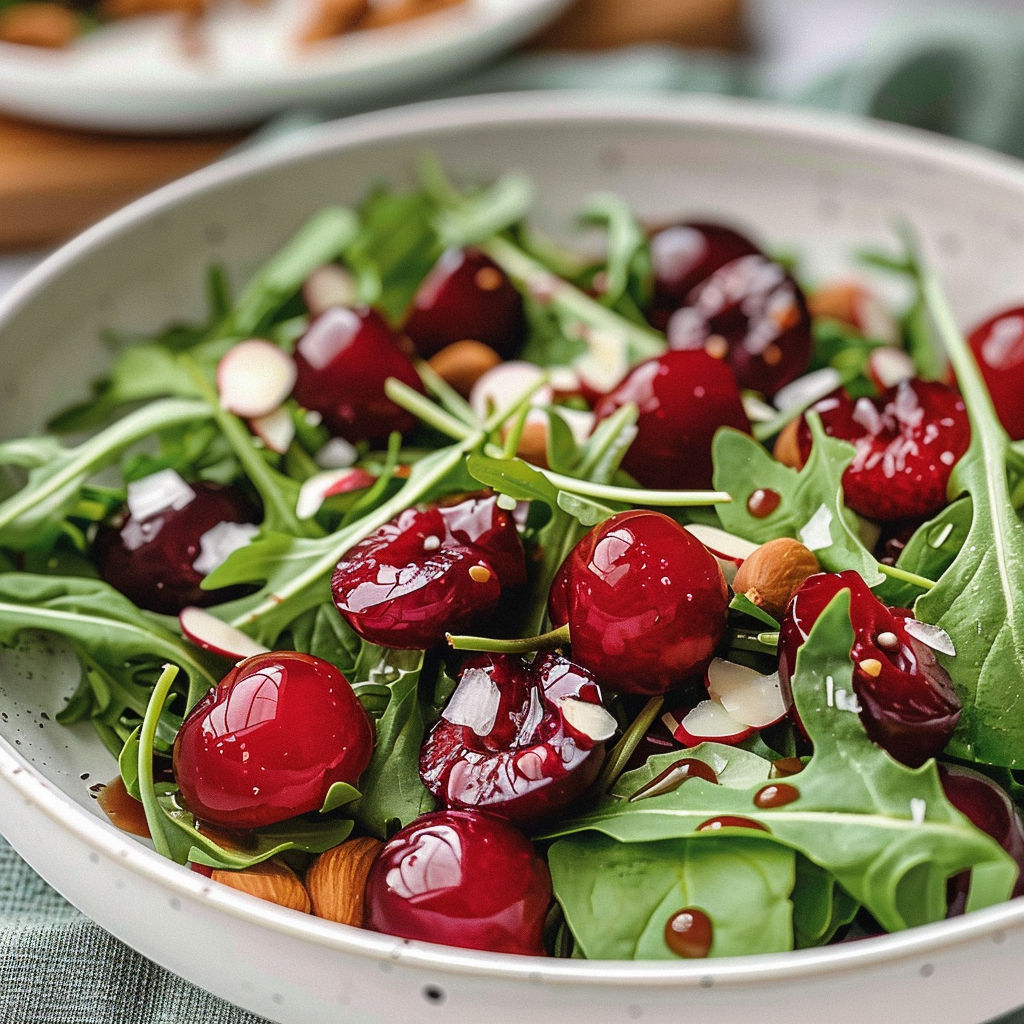Fresh cherry salad with arugula recipe