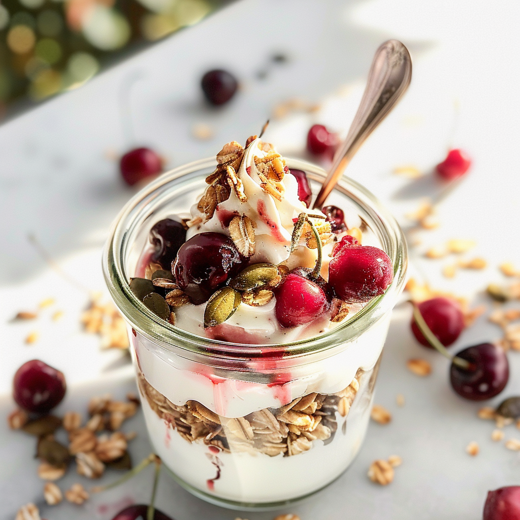 Fresh cherry yogurt parfait recipe