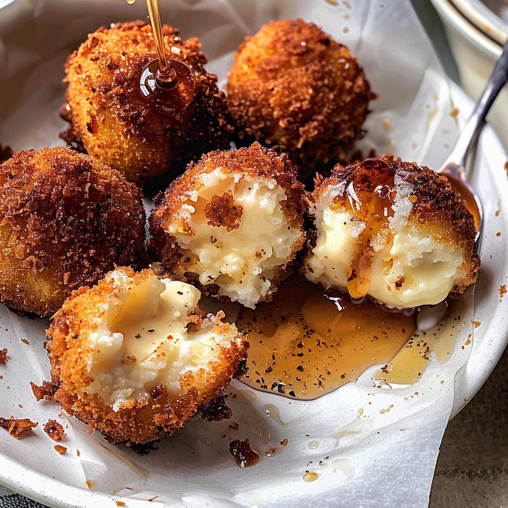 Amazing Fried Goat Cheese Balls with Spicy Honey Delight