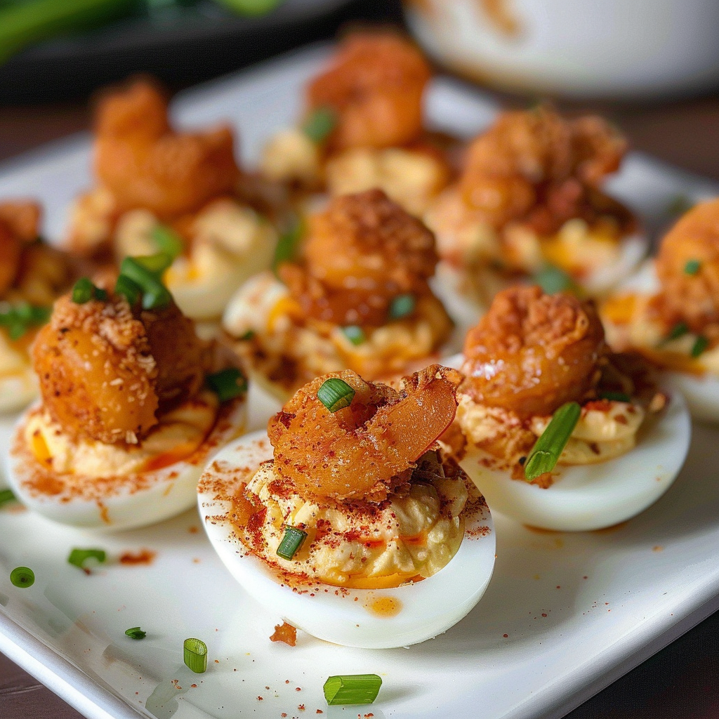 Fried Shrimp Deviled Eggs