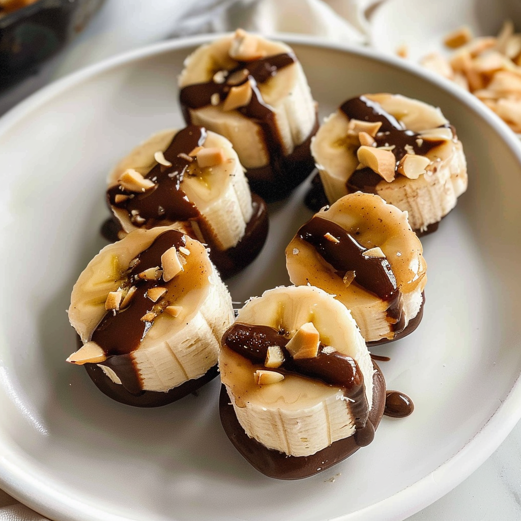 Frozen banana bites with peanut butter