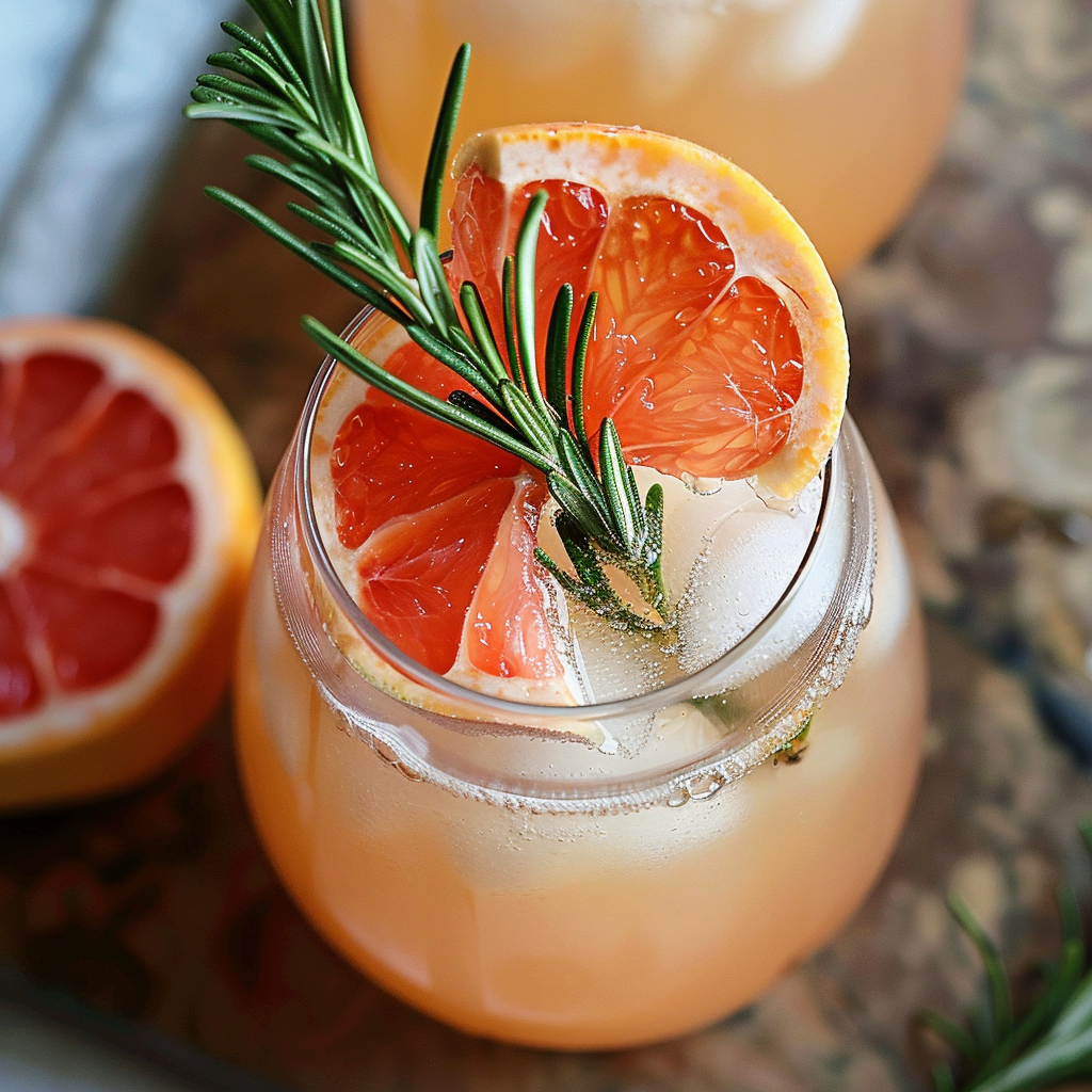 Grapefruit rosemary summer drink no alcohol Spritzer