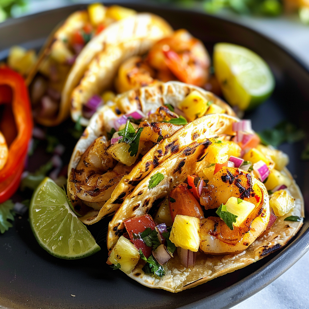 Grilled shrimp tacos with pineapple salsa