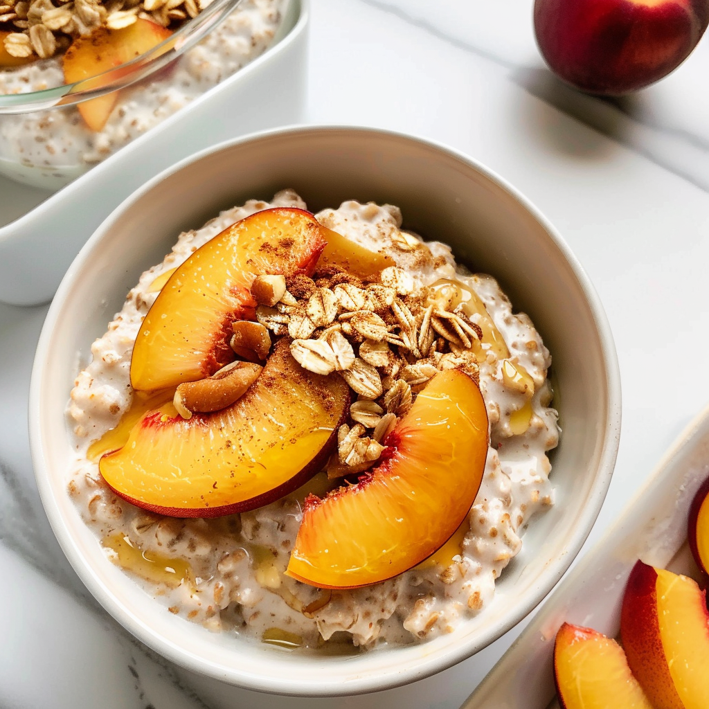 Healthy Overnight Oats with Peaches