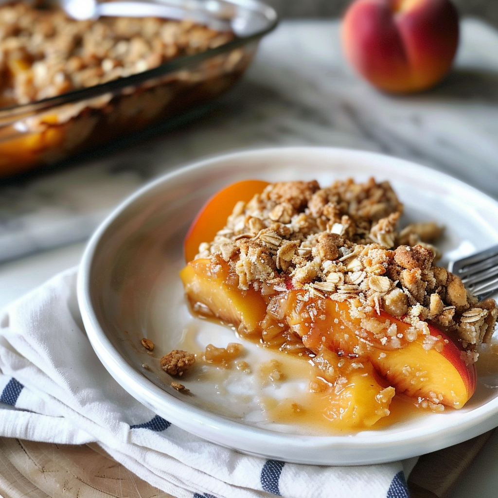 Homemade Peach Crisp with Oat Topping