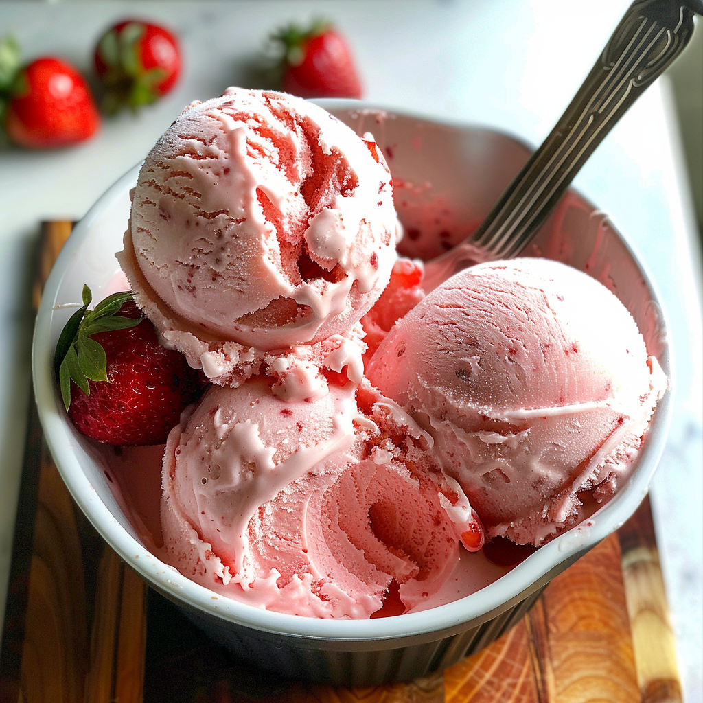 Homemade strawberry ice cream