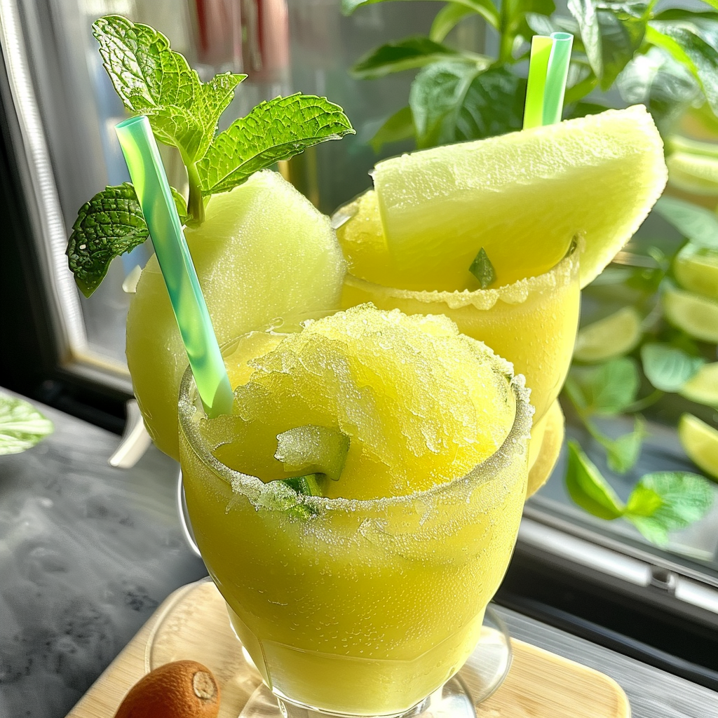 Honeydew melon summer drink no alcohol Slush