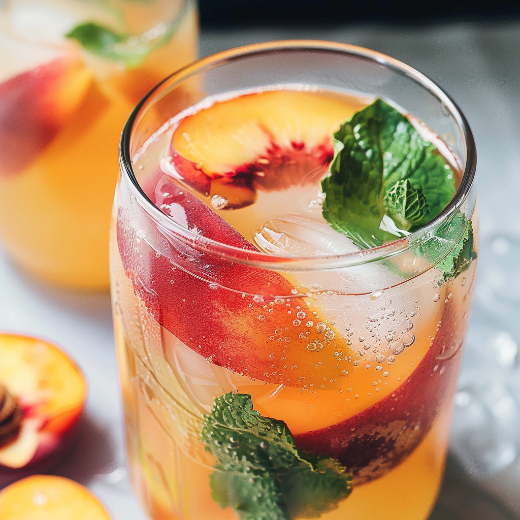 Infused Water with Peach and Mint