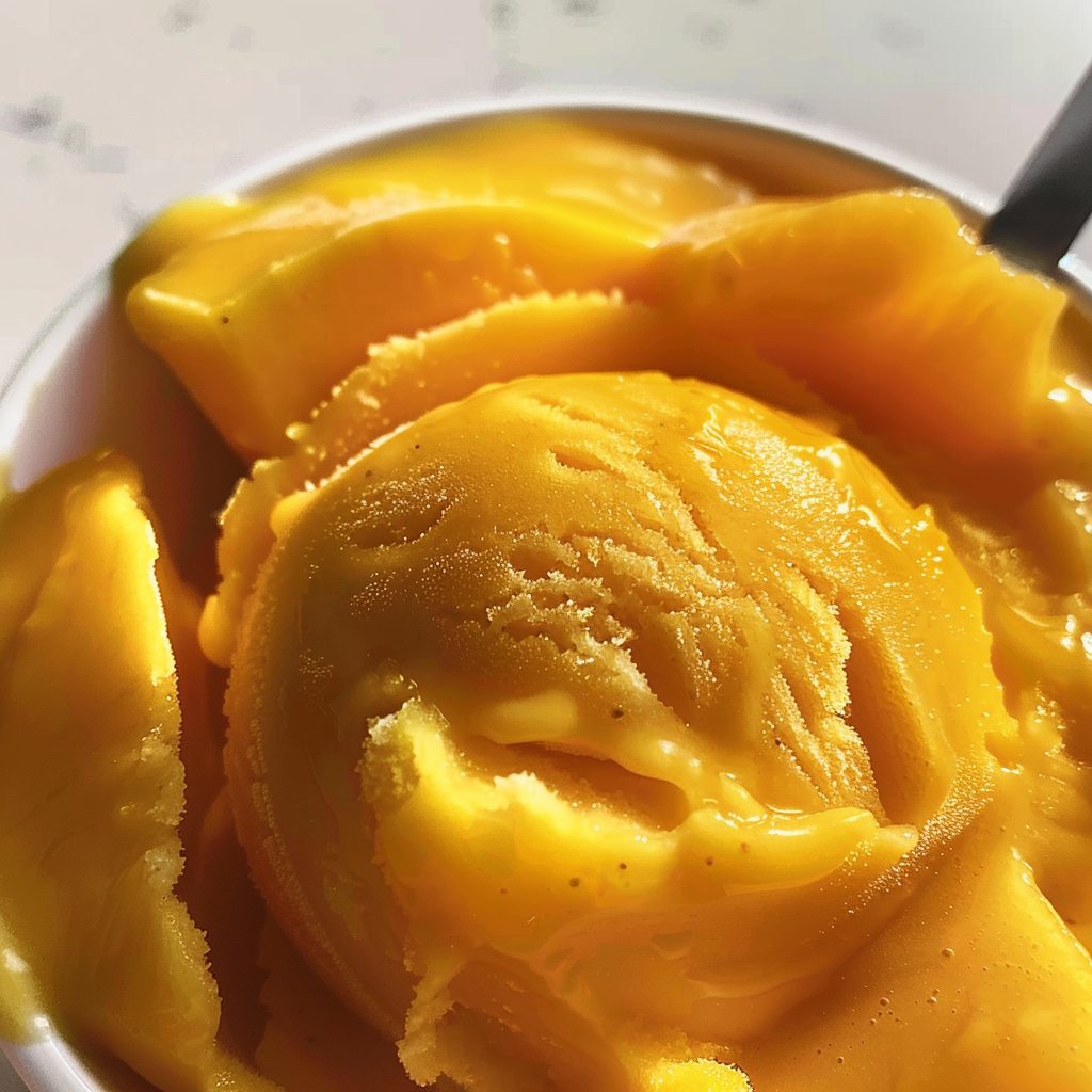 Mango sorbet for ice cream month