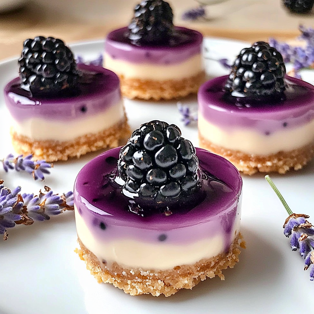 Mini Blackberry Lavender Cheesecakes