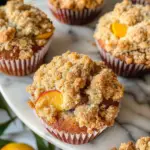Amazing Moist Peach Muffins with Crumble Topping Delight