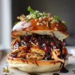 Amazing Pulled Chicken Sandwich with Pomegranate Glaze Delight