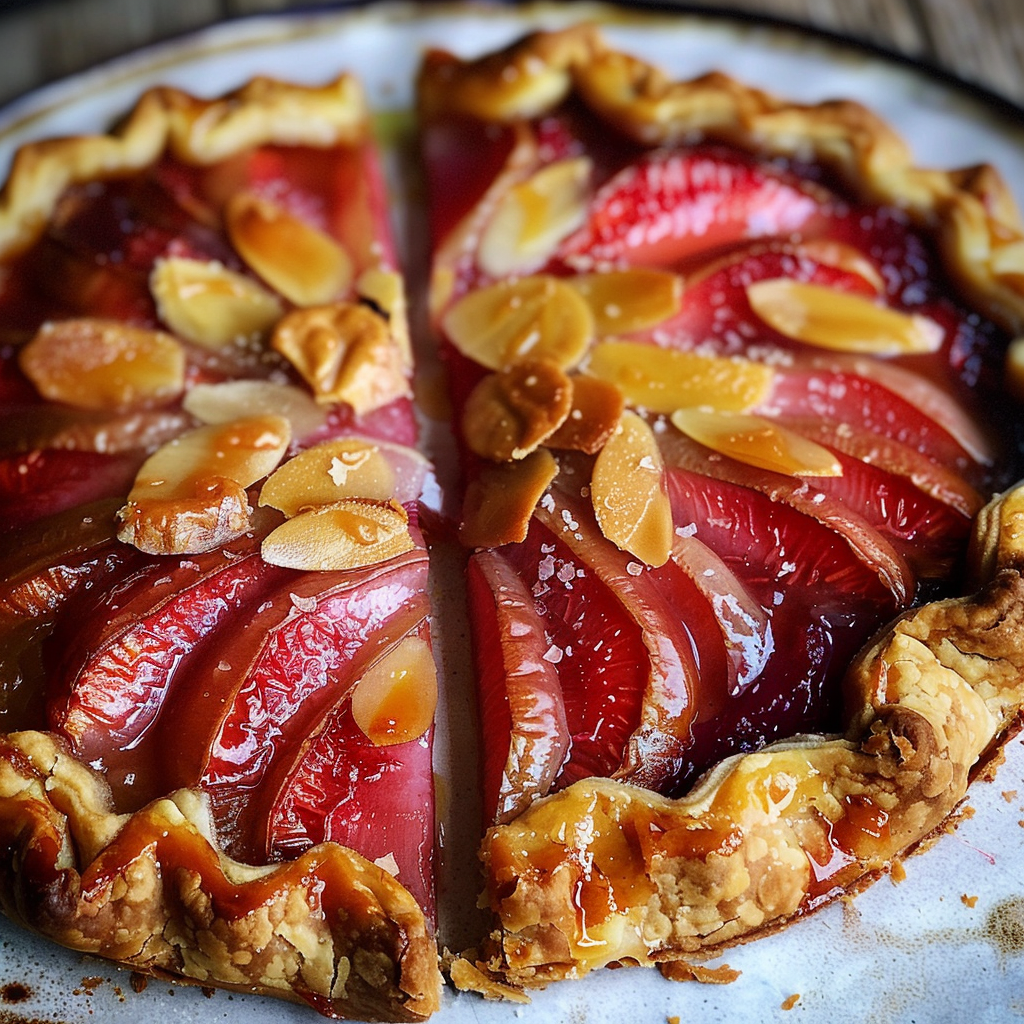 Rhubarb galette recipe with almond crust