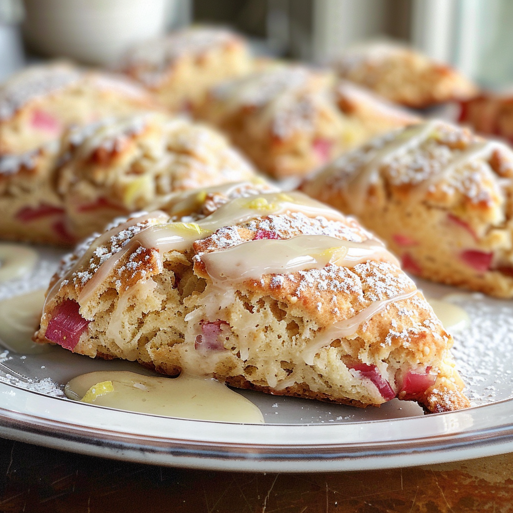 Incredible Rhubarb Scones Recipe with Lemon Glaze Delight