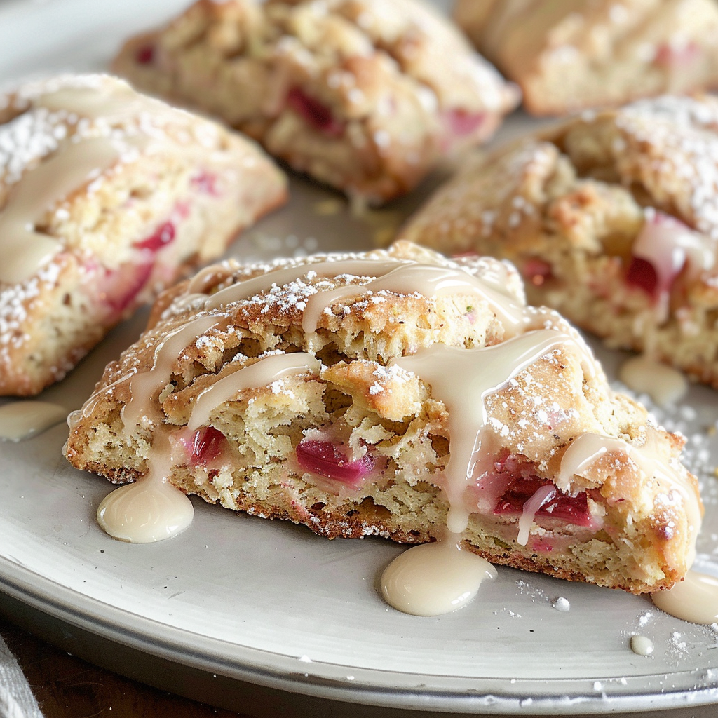 Rhubarb scones recipe with lemon glaze
