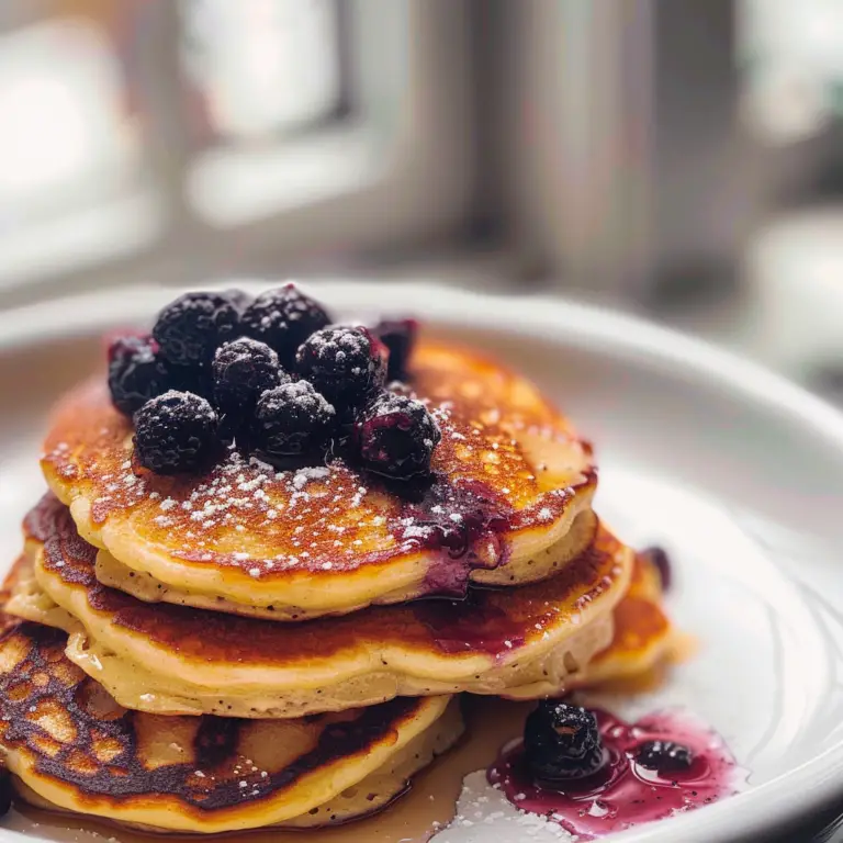 Amazing Ricotta Pancakes with Salted Blueberry Butter Bliss