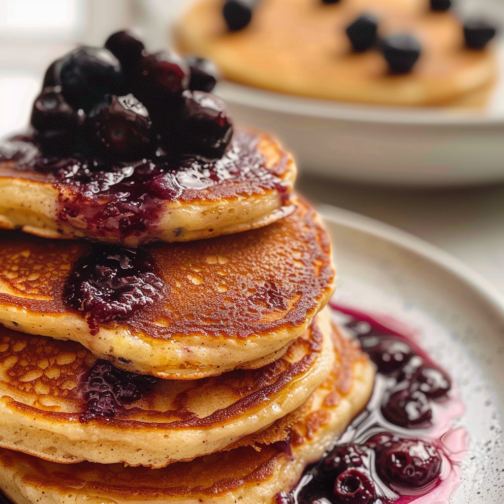 Ricotta Pancakes with Salted Blueberry Butter