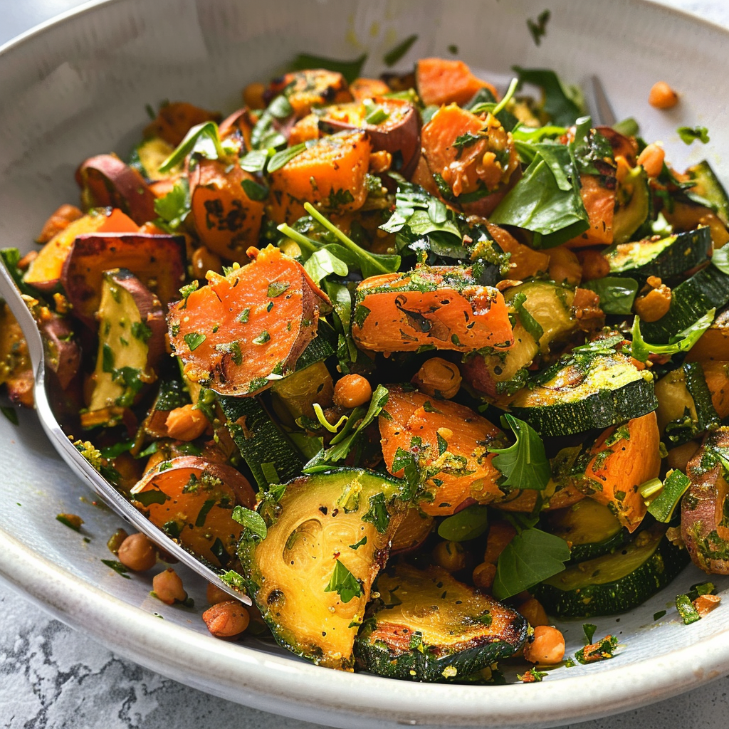 Amazing Roasted Zucchini and Sweet Potato Salad Delight