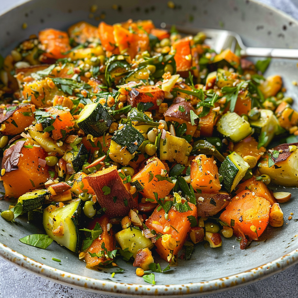 Amazing Roasted Zucchini and Sweet Potato Salad Delight