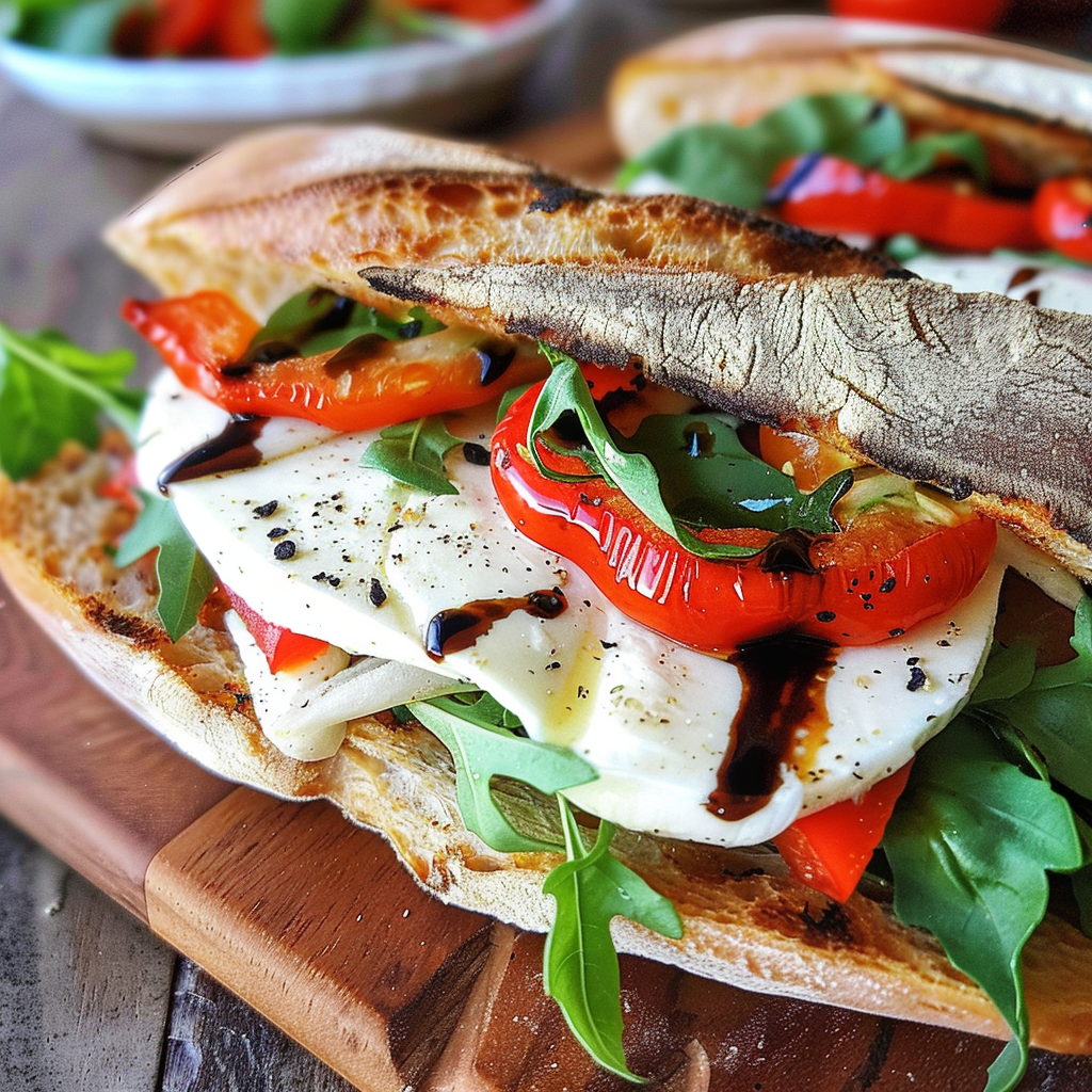 Roasted pepper and mozzarella sandwich