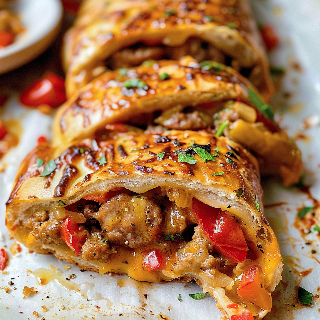 Sausage, Pepper and Onion Stromboli