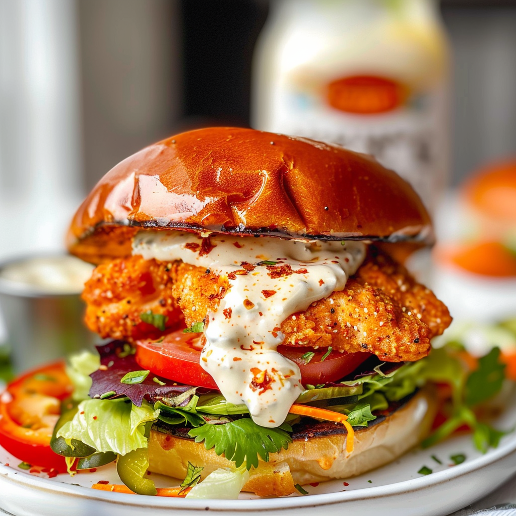 Amazing Spiced Chicken Sandwich with Yogurt Sauce Delight