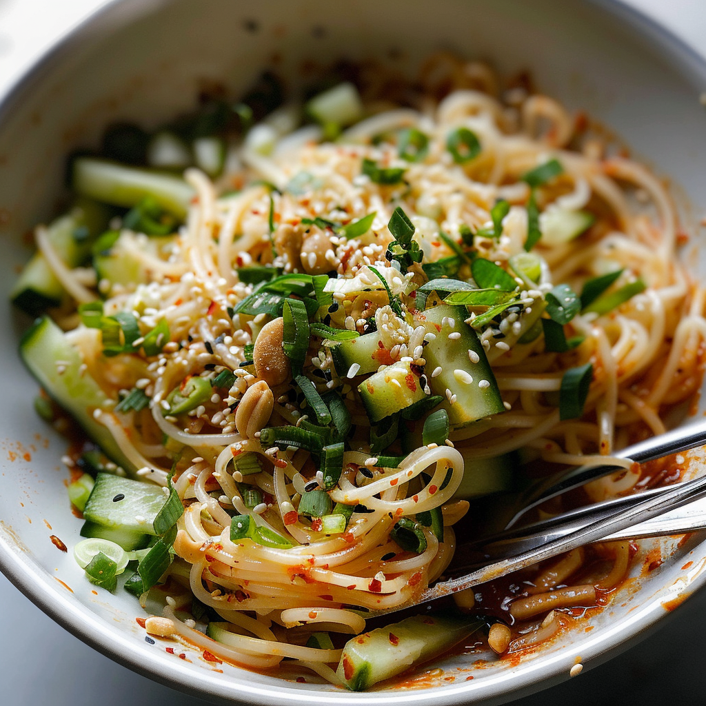 Spicy Peanut Noodles with Cucumber