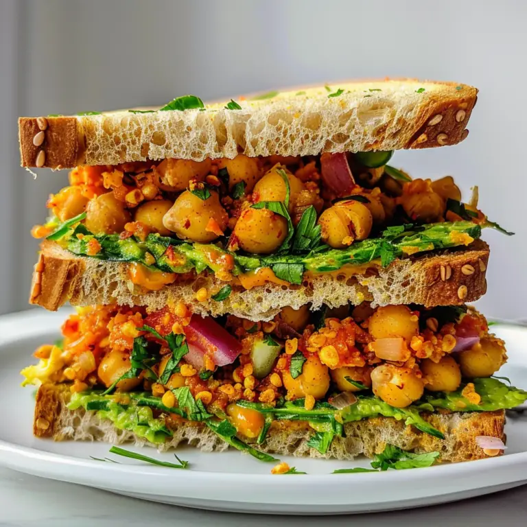 Amazing Spicy Chickpea Sandwich with Fresh Herbs Delight