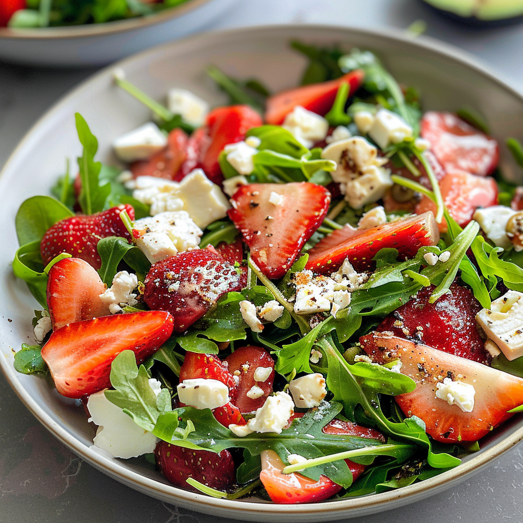 Strawberry arugula salad with feta