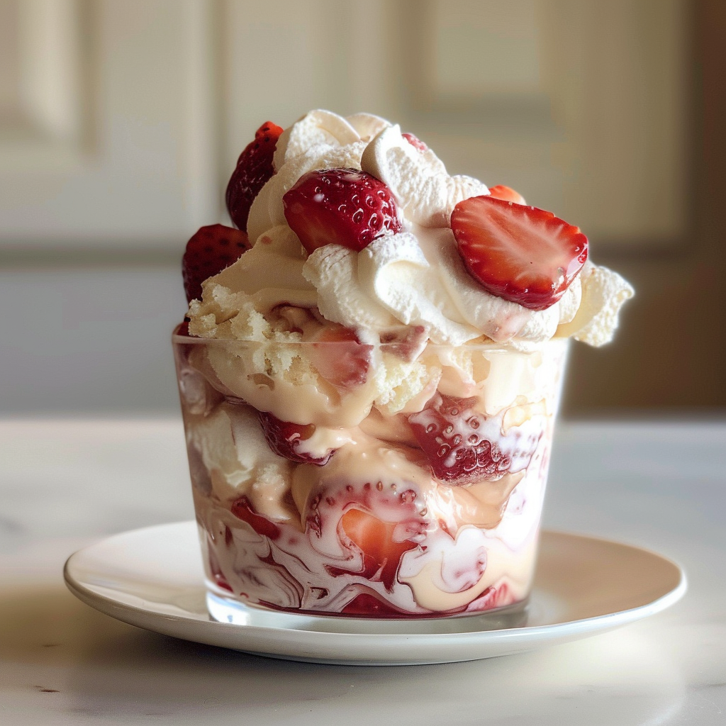 Strawberry shortcake pudding