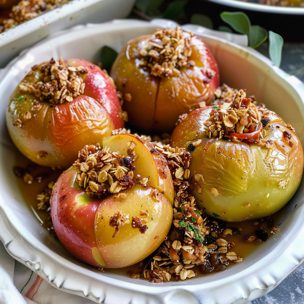 Amazing Stuffed Baked Apples with Granola Delight