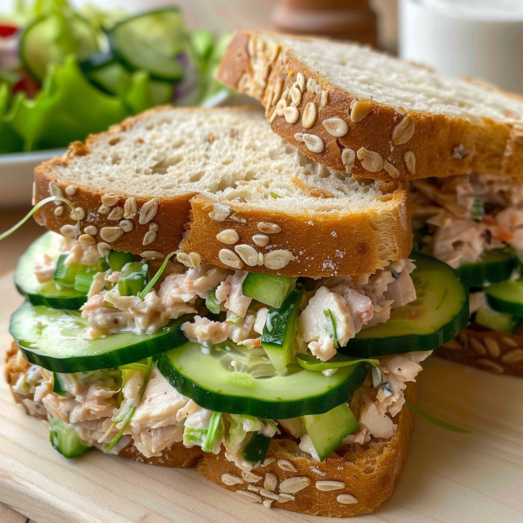 Amazing Tuna Salad Sandwich with Cucumbers for Delicious Flavor