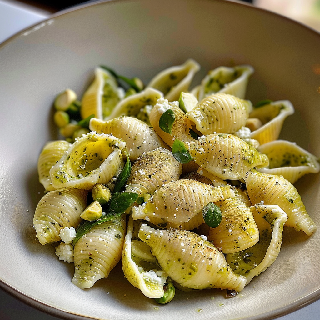 Vegan Pistachio Ricotta Pasta Shells