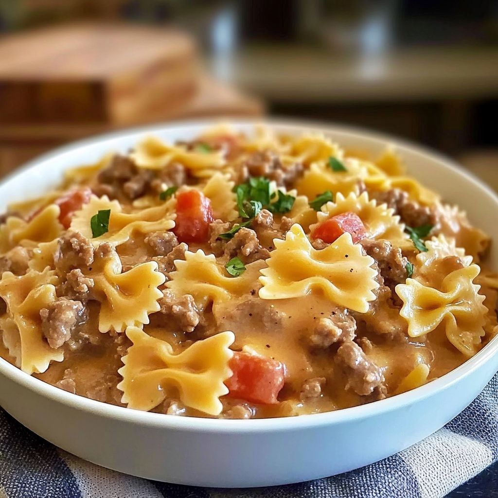Amazing Velveeta Beef Bowtie Pasta Casserole for Comfort