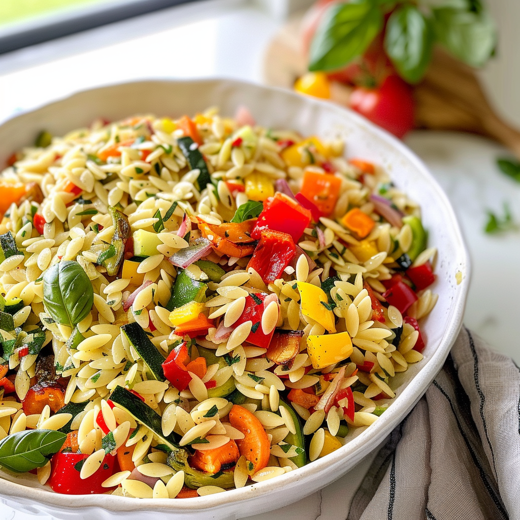 Amazing Zesty Orzo Salad with Roasted Veggies Delight