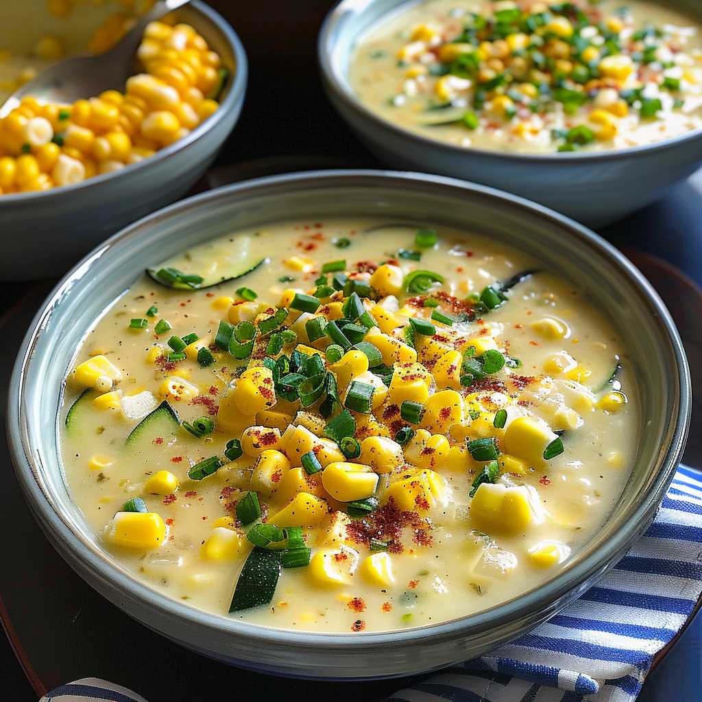Zucchini corn chowder (light and creamy)
