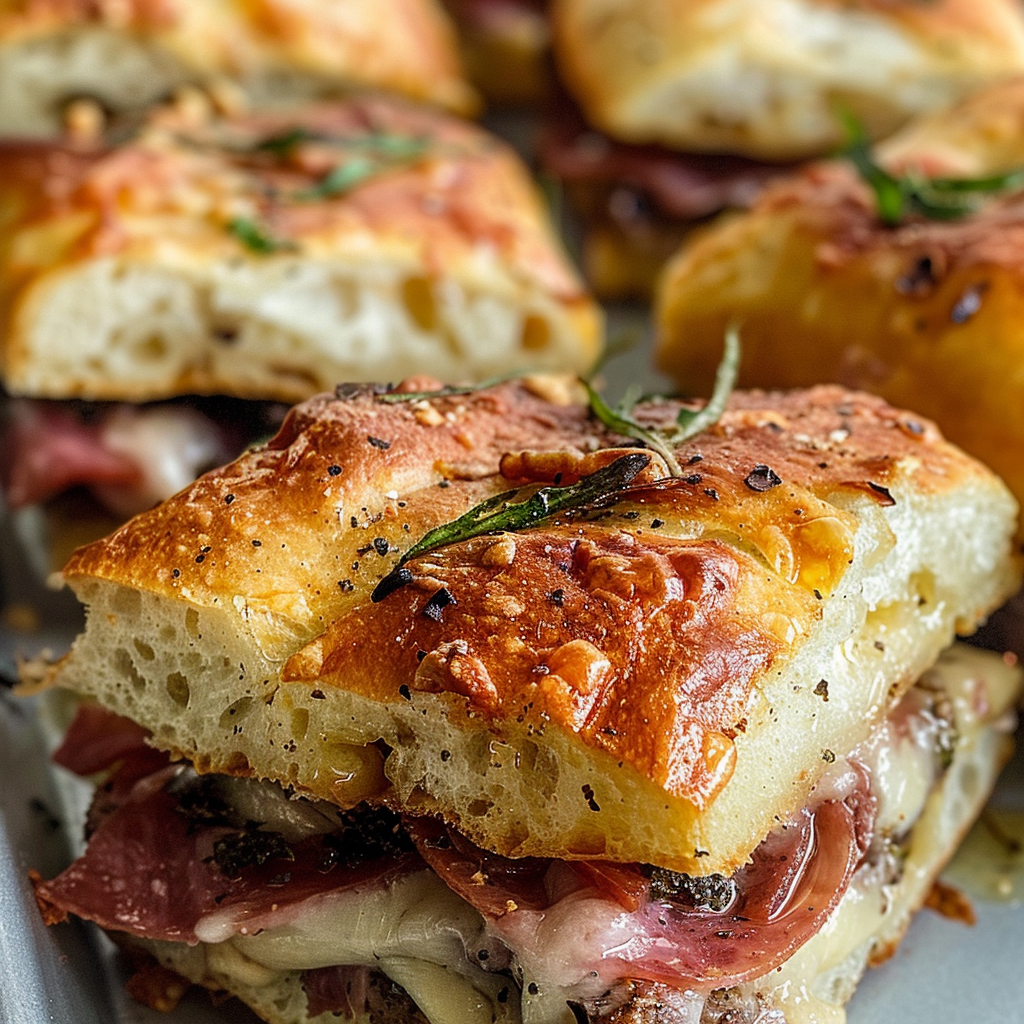 Cheesy Focaccia Charcuterie Sliders