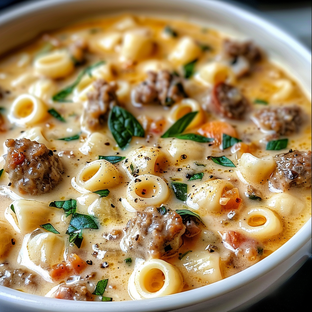 Amazing Creamy Parmesan Italian Sausage Ditalini Soup Delight