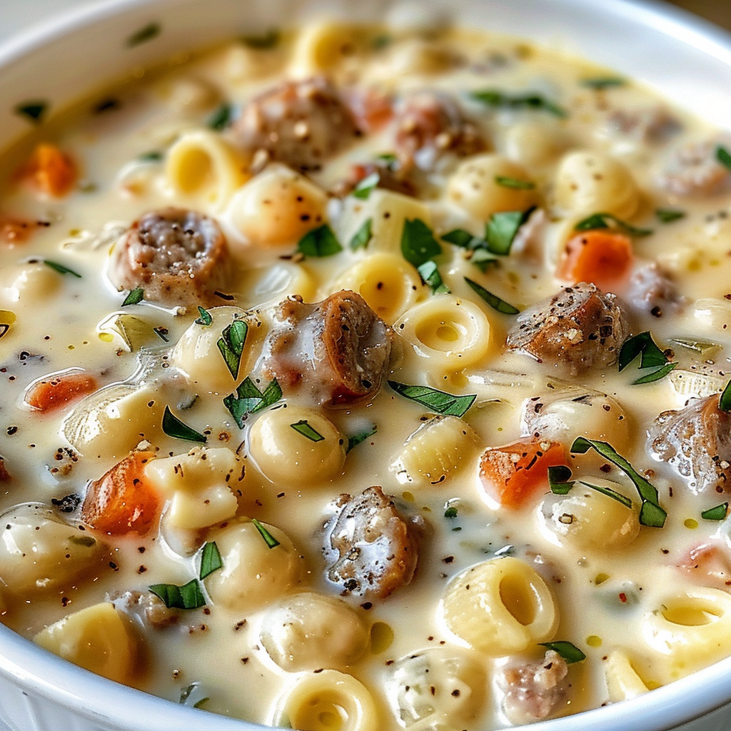 Creamy Parmesan Italian Sausage Ditalini Soup
