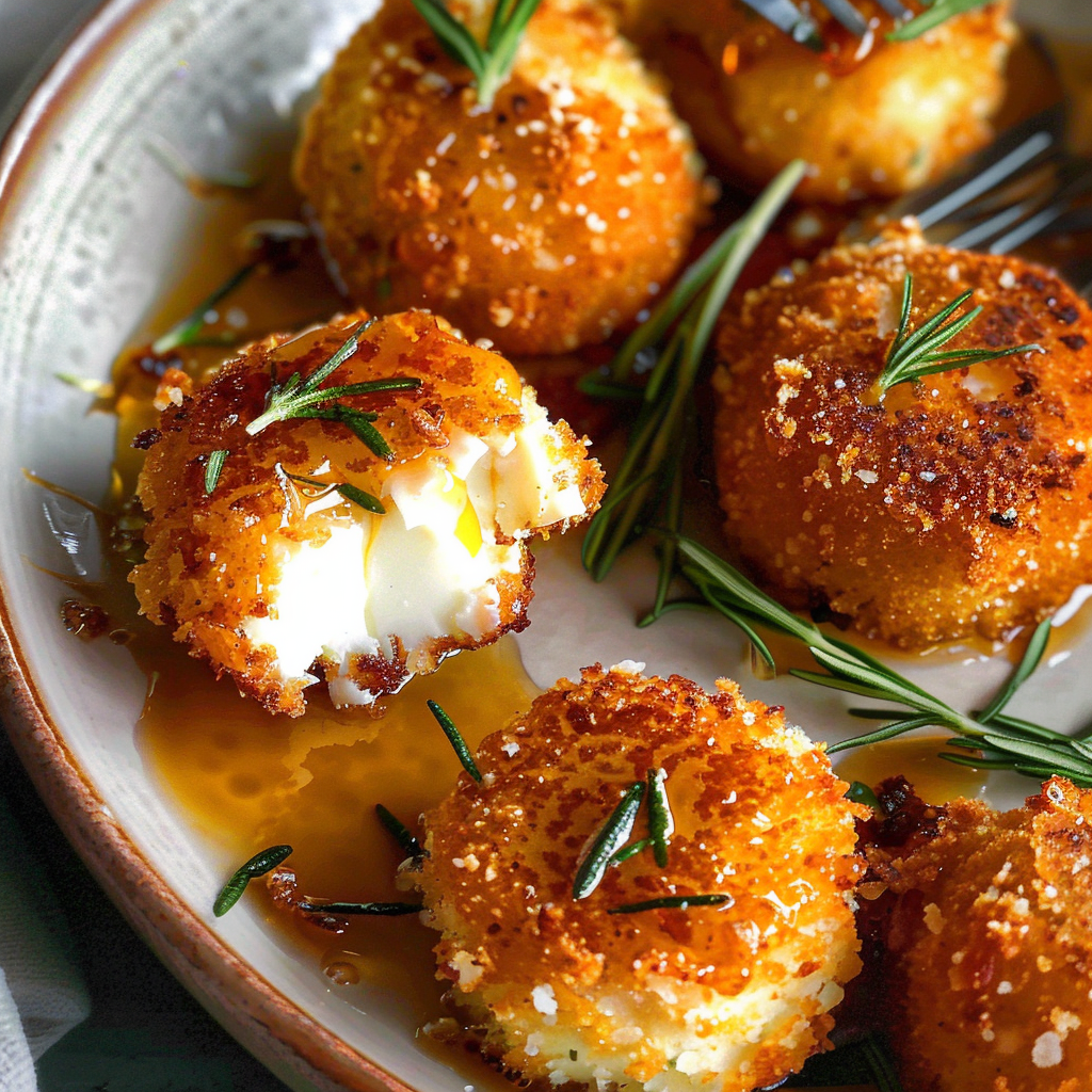 Fried Goat Cheese with Tarragon and Honey