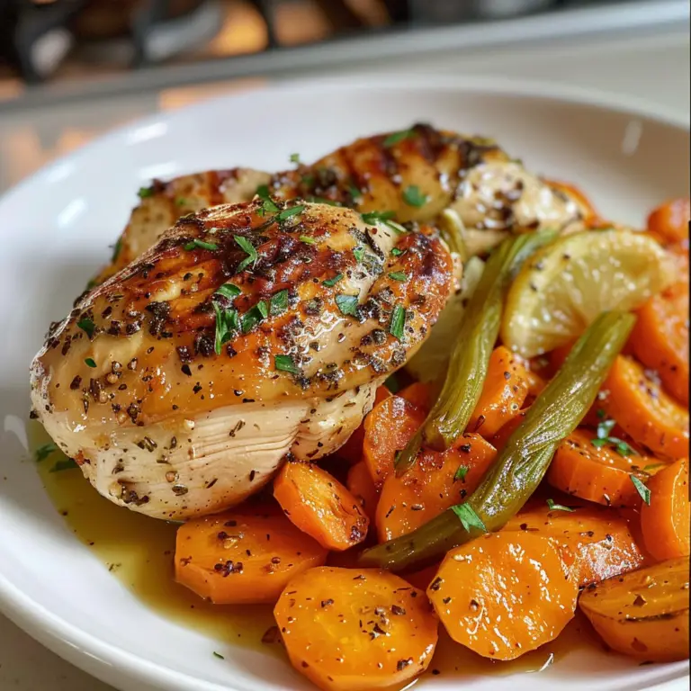 Amazing Garlic Herb Chicken with Caramelized Carrots Delight