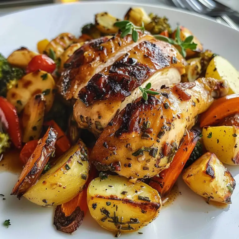 Amazing Garlic Herb Roasted Chicken with Vegetables Delight