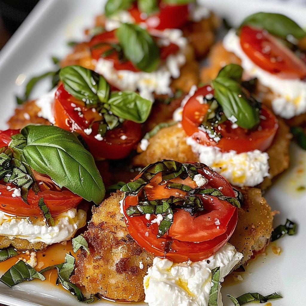 Italian Basil Chicken Cutlets with Tomato and Burrata Topping - Amazing Italian Basil Chicken Cutlets with Tomato Bliss