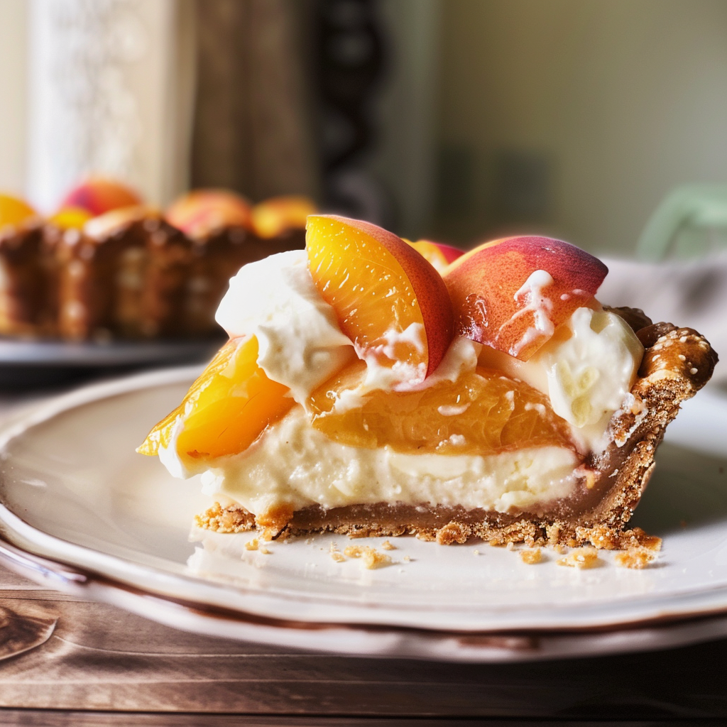 Peaches and Cream Pretzel Pie