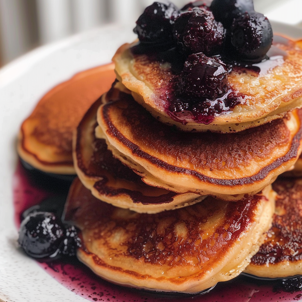 Ricotta Pancakes with Salted Blueberry Butter.