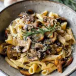 Amazing Rosemary Honey Butter Pasta with Crispy Mushrooms